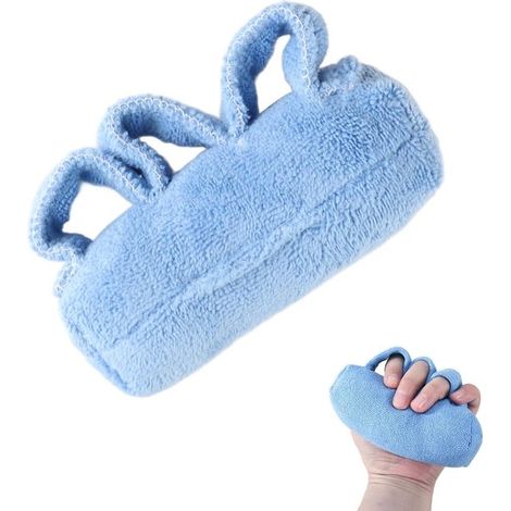 Set di 2 cuscinetti morbidi per la presa con separatore per le dita – per riabilitazione, allenamento della mano e rafforzamento muscolare, blu (1/5)