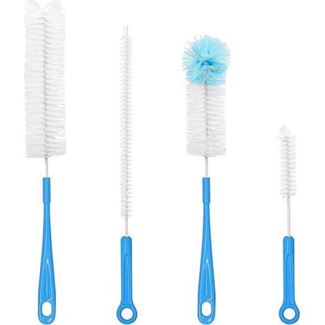 Brosse de nettoyage bouteille, lot de 4 brosses nylon pour biberons, gourdes, bouilloires, clavier, tuyaux (1/5)