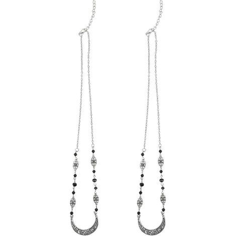 Set aus 2 halbmondförmigen Kopfketten, Vintage-Kristallkopfschmuck – 61 x 3 x 0,5 cm – Silber (1/4)