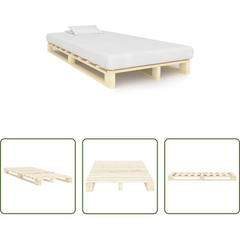vidaXL Lit en bois massif -  Cadre de lit de palette sans matelas bois pin massif 120x200 cm (1/5)