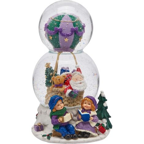 EDG Enzo De Gasperi Sfera Natale Acqua Mongolfiera con Carillon H 20 Cm Lavender