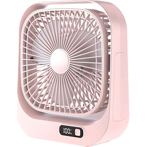 USB Tischventilator wiederaufladbar – 360° Rotation, 3 Geschwindigkeiten, LED Nachtlicht, leiser Mini Ventilator für Schlafzimmer, Büro & Camping (1/5)