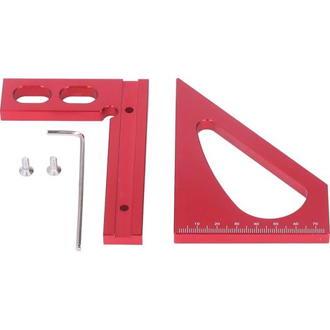Équerre professionnelle en alliage d'aluminium rouge 45 degrés, règle d'angle à onglet 3D pour menuiserie (1/5)