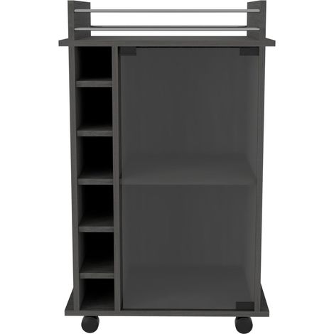 Carrito de Bar Dukat con ruedas y puerta de cristal , 88.9 cm X 54.86 cm X 41.40 cm , Gris