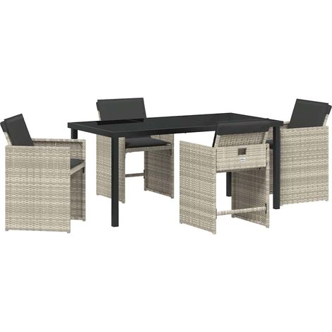 Ensemble de salle à manger pour jardin 5 pcs,Salon de jardin Gris clair CFW77127 (1/5)