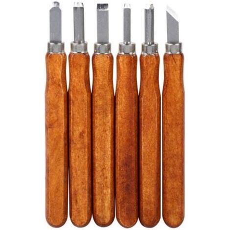Ensemble d'outils de sculpture sur bois, couteau, mini-ciseaux en acier avec manche, kit de loisirs créatifs (6 pièces). (1/5)