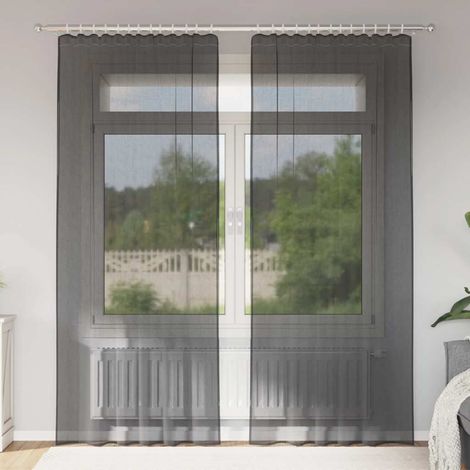 vidaXL Rideaux en voile avec passe-tringles 2 pcs noir (1/5)