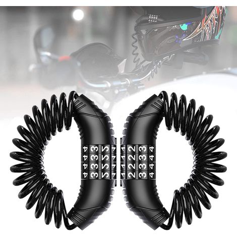 Tragbares Zahlenschlosskabel für Motorräder, leicht und kompakt, Diebstahlsicherung für Motorradhelme, verdrilltes Stahlkabel für Elektroroller, Diebstahlsicherung für Helme (Schwarz, 2 Stück) (1/5)