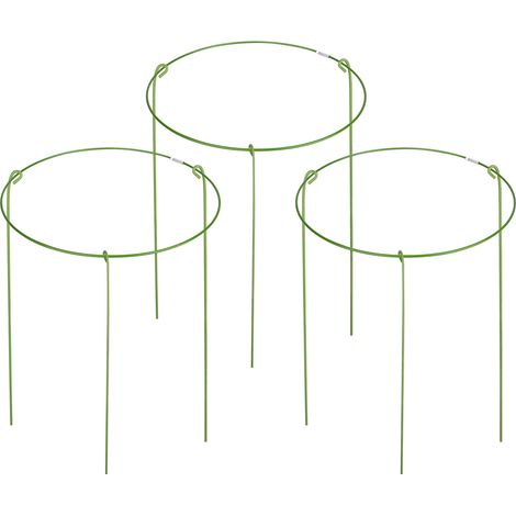 Porte-Plante Vert Treillis Support 3 Legs Rond Acier Plastique Rustique 3-Pack (1/5)