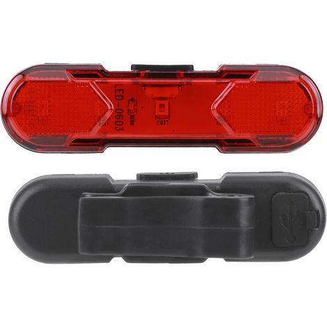 Feu arrière de vélo à LED rechargeable par USB pour VTT, signal de sécurité et d'avertissement. (1/5)