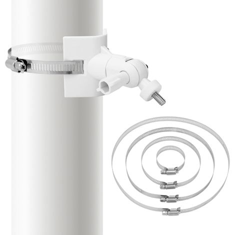 Support Universel sur Poteau métallique avec 4 Boucles Ø50/100/150/200mm, Compatible avec Les caméras de Surveillance - Blanc (1/5)