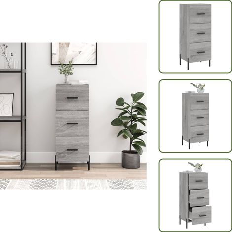Sideboard Grau Sonoma 34,5x34x90 cm Holzwerkstoff - Schreibtisch - Wohnzimmermöbel - Sideboard - Grau Sideboard - Modernes Sideboard (1/5)