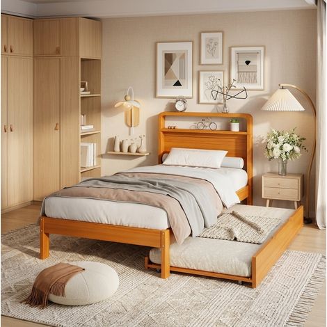 Letto estraibile 90x200 cm in legno naturale OKMYHOME (1/5)