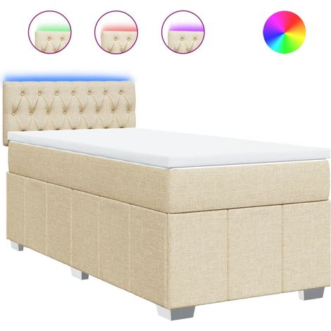 Maison Exclusive - Giroletto a Molle con Materasso Crema 90x200 cm inTessuto (1/5)