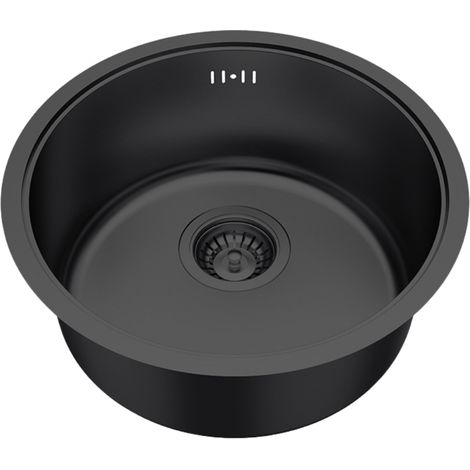 Essebagno Essenox Spüle 1 rundes Becken aus Edelstahl 42.5cm schwarz
