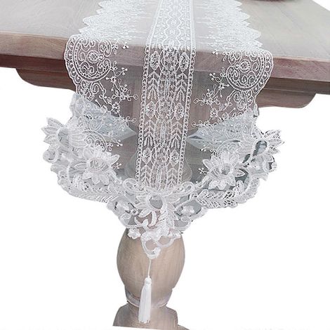 Chemin de table orné de pompons, en polyester résistant, disponible en différentes tailles, décoration intérieure, 30 x 160 cm (1/5)