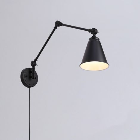 Barcelona Led – Applique murale LED orientable vintage en aluminium – Douille E27 jusqu’à 40W – Câble noir 1340mm – Éclairage directionnel pour espaces variés (1/5)