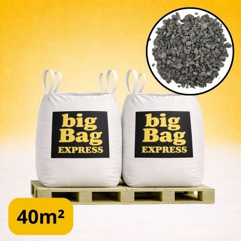 PACK 2 X BIG BAG de +/- 1,5T ≃ 40M² Gravillon “Grain de Riz” Gris Ø 2/6 mm - Livraison PREMIUM (1/4)