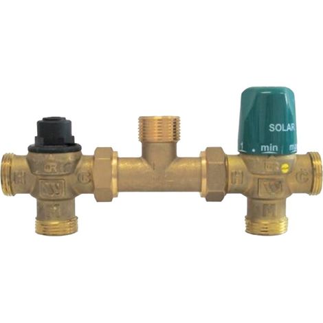 Kit solaire avec vanne déviatrice - ouverture vanne 45°C - mâle 3/4'' (20/27) - Watts