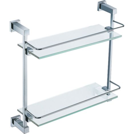 Double Glass Bathroom Shelf Chrome (1/2)