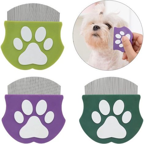 Cepillo de pelo para mascotas de 3 piezas para gatos/perros, acicalar, desenredar, comodidad, masaje, peine de masaje para eliminar el pelo (1/5)