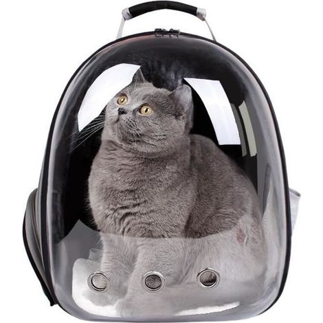 Sac à Dos Portable de Transport Voyage pour Chien Chat, Sac Transparent et Respirant avec Poignée - 352542 Noir (1/3)