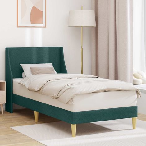 Estructura de cama Liso Verde oscuro 100 x 200 cm tela