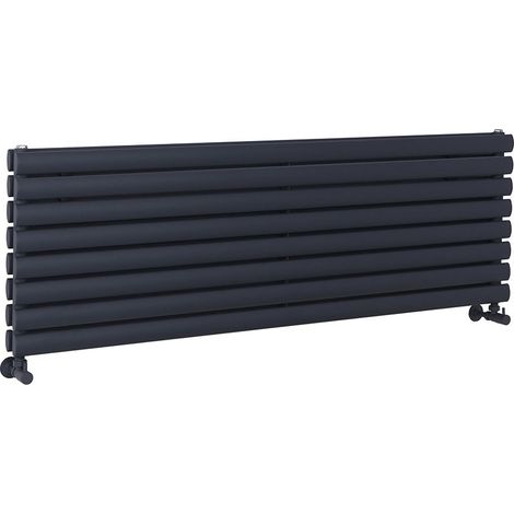 Milano Aruba Anthracite Horizontal Double Oval Panel Radiator - 472mm x 1400mm (1/5)