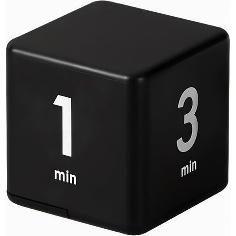 Minuteur de Cuisine, Minuteur Cube Numérique, Chronomètre et Compte à Rebours pour Enfants, Étude, Entraînement et Yoga (Noir 1-3-5-10 Minute)