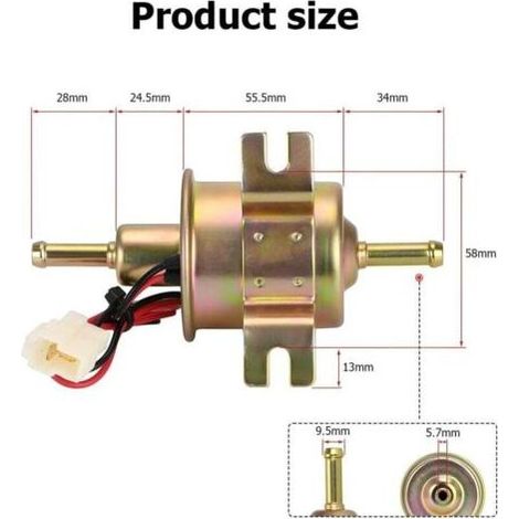LaBlanc - Pompe à Carburant Électronique, Pompe à Carburant Électrique 12V Pour Essence Diesel, Pompe à Essence Électrique 12V 3-5 Psi Pour Tondeuse Gazon, Carburateur, Essence, Moteur Diesel (Or) (1/5)