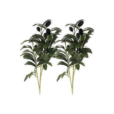 Lot de 2 tiges de feuilles d'olivier artificielles, ornement de fausses feuilles (1/2)