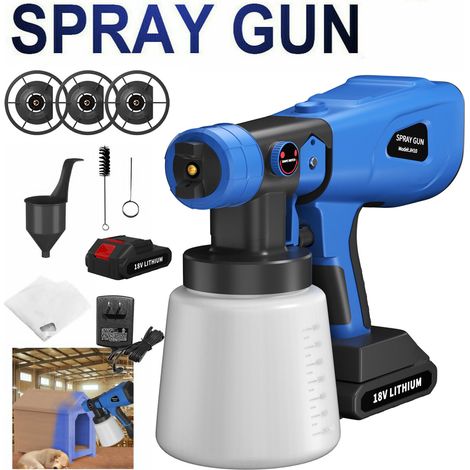 3 Patterns Paint Sprayer Hvlp Paint Sprayer Fence Deck Paint Sprayer,1500mAh Battery and Fast Charger, 800ml Capacity,25-30cm Spray Distance Power Paint Sprayer for Wall Car Garage Garden (1/5)
