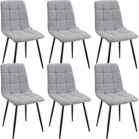 WAFTING Lot de 6 chaises de Salle à Manger rembourrées avec Dossier Haut et Design en Lin,Gris