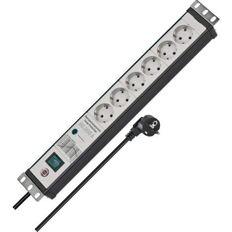 Brennenstuhl  Premium-Line  60.000A  regleta  de protección  contra  sobretensiones  de  6  enchufes  negro/gris  claro  3  m  H05VV-F  3G1,5  formato  19"  -  1156057696