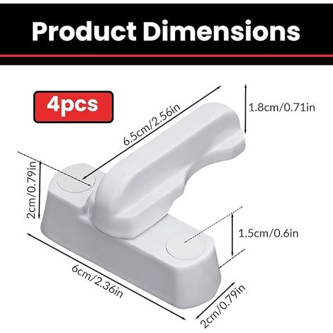 Window Locks, Suitable for Windows and Doors — White Rotating Window Handles (1/4)