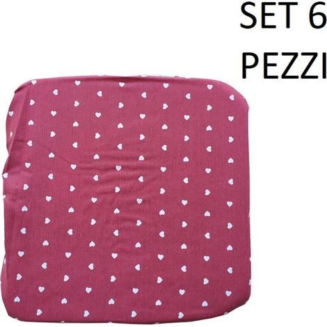 Cuscino Coprisedia Mollettone imbottito con fascia elastico ROSSO FANT.CUORE SET 6 PEZZI (1/2)