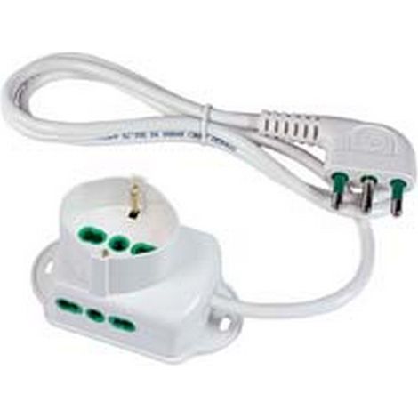 2PZ MULTIPRESA 2 POSTI BIPASSO LATERALI + 1 SCHUKO - bianca 42105