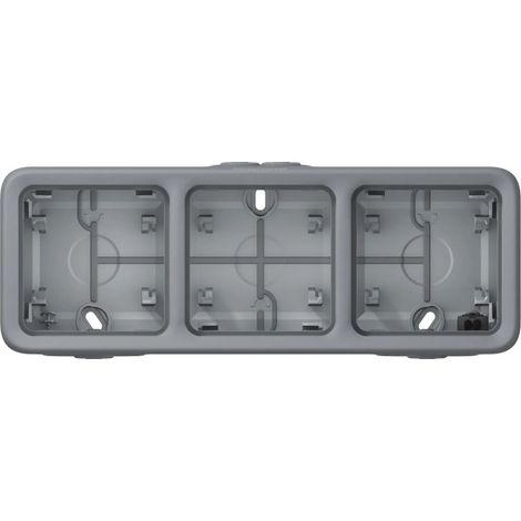 Boîtier étanche 3 postes pour montage en saillie horizontal - Plexo - Gris - Legrand (1/2)
