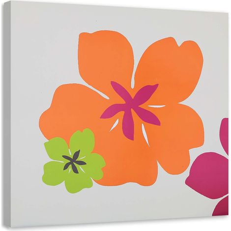 Tableau sur toile Fleurs colorées Pop Art 40x40 (1/5)