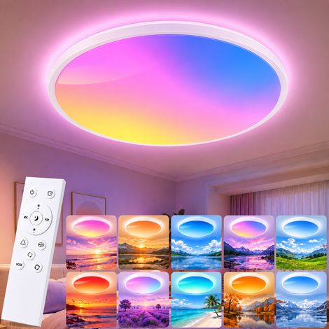 HEMVOR Plafonnier LED RGB 48 W 37 cm 4800 lm télécommande (1/5)