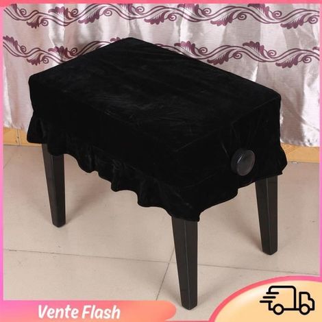 Dilwe Housse Tabouret Piano Velours Noir (1/4)