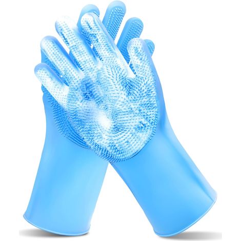 Lot de 2 gants de toilettage, gant de massage et d'épilation amélioré à cinq doigts, brosse douce pour le bain des chiens, chats, lapins et chevaux-AquaForge (1/5)