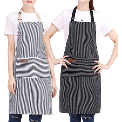 Tablier De Cuisine - Coton Et Polyester - Avec Poche Centrale - Pour Cuisine Et Bricolage - Lot De 2 (1/5)