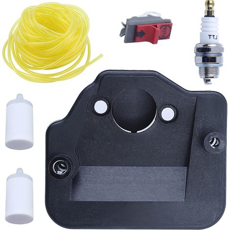 Filtre à air, ligne de carburant et tuyau pour Husqvarna 36 41 136 136LE 137 137E pour tronçonneuse, interrupteur de filtre à air 2 pcs, filtre à carburant, bougie, ligne de carburant de 2 pieds (1/5)
