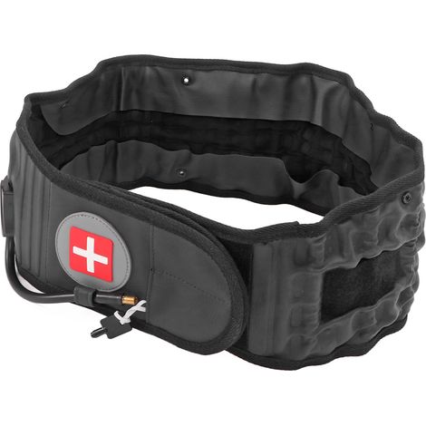 Ceinture de traction lombaire gonflable pour soulager les douleurs dorsales, ceinture de décompression et soutien lombaire avec gonfleur, noire (1/5)