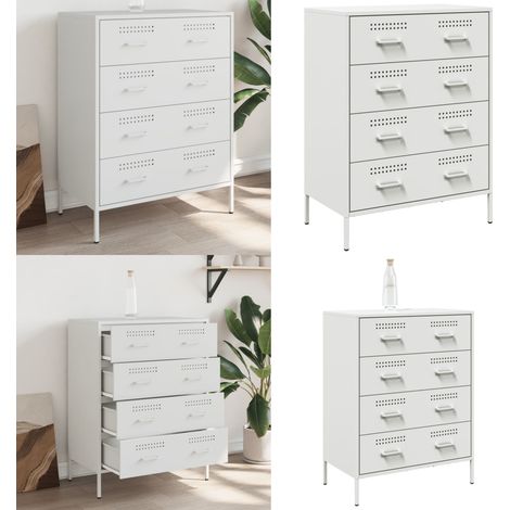 Buffet blanc 68x39x89 cm acier - Buffet Design Industriel - Meuble Rangement - Armoire Blanche - Commode Tiroir - Mobilier Salon - Home & Living (1/5)