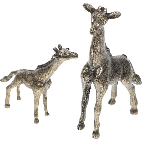 Messing Giraffenfiguren Lebendige Optik et Schadensresistent 2 Stück Mutter Sohn im Retro (1/5)