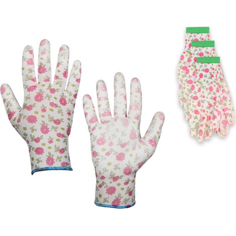 Lot de 3 paires de gants pour le jardinage en polyuréthane "Pure Pretty" Taille 7