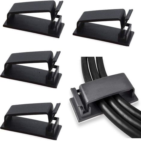 Kabelmanagement, 50 Stück selbstklebende Kabelklemmen für Elektrokabel-Organizer für Ethernet-Kabel und Kabelmanagementsystem für TV, PC, Laptop, Büro