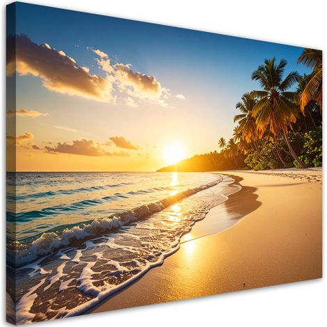 Tableau déco Coucher de soleil Plage Mer 90x60 (1/4)